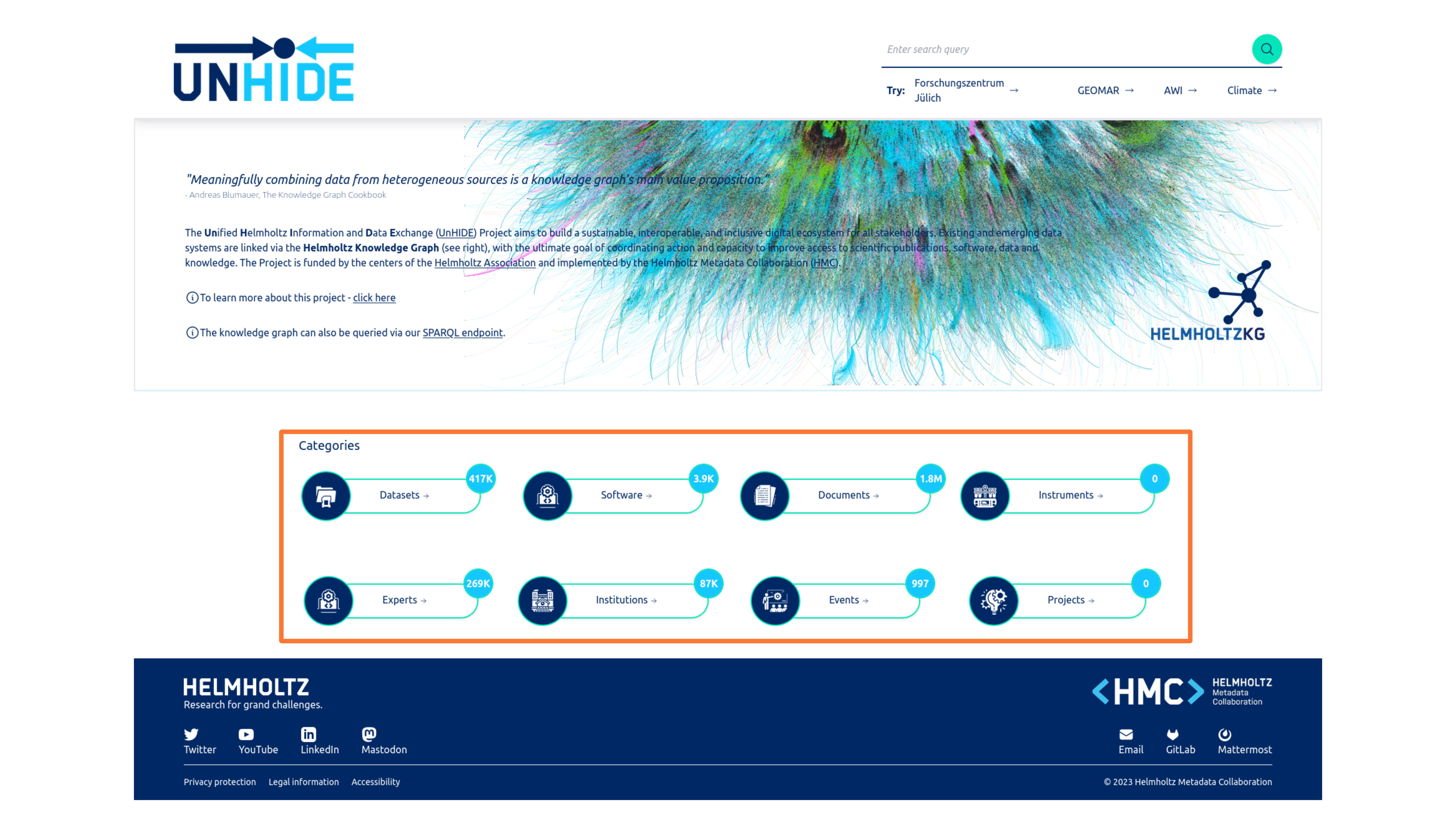 Image of unhide landing page categories for search